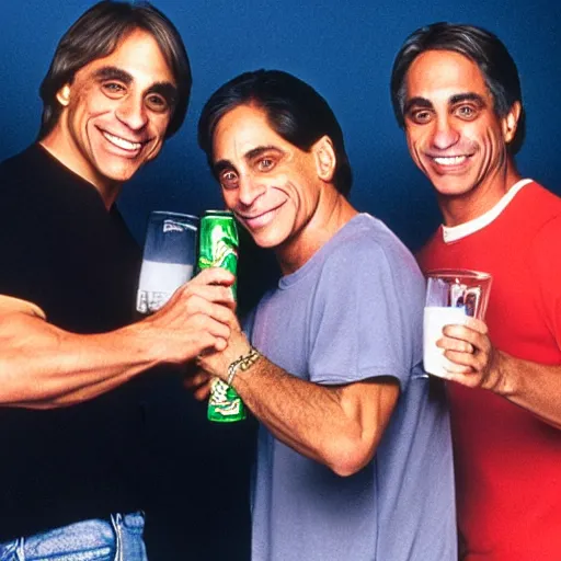 Prompt: tony danza cracking open a cold one with tony danza and the boys