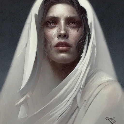 Image similar to portrait of the angel of death, detailed face, intricate, highly detailed, digital painting, artstation, concept art, sharp focus, illustration, art by greg rutkowski and alphonse mucha