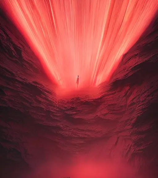 Prompt: lokah samastah sukhino bhavantu vertical red light, iphone 1 3 pro max painting art, volumetric lighting, majestic light, ethereal, hyperrealistic, at night, epic, masterpiece, by reuben wu