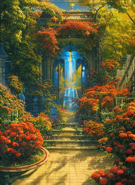 beautiful fantasy flower garden, saturated, detailed