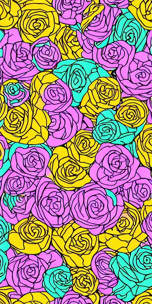 Image similar to seamless pattern of skulls roses and snakes, colourful, symmetrical, repeating 35mm photography