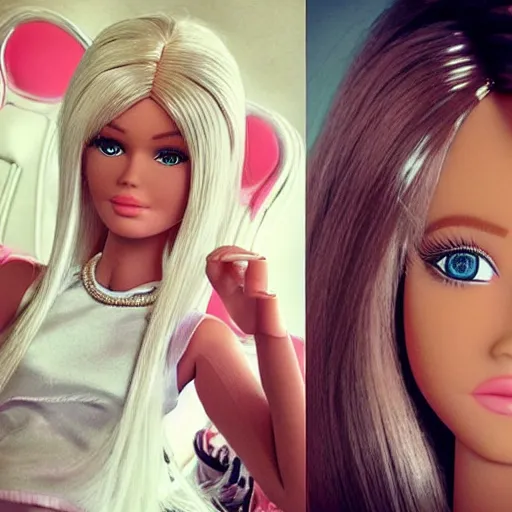 Image similar to a girl that looks like a barbie doll turned human