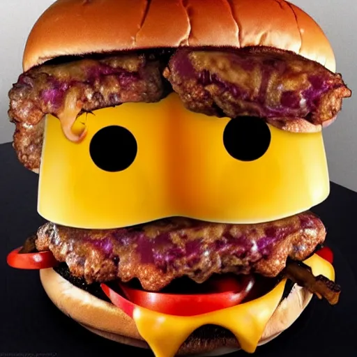 Image similar to kevin bacon face wrapped inside a cheeseburger