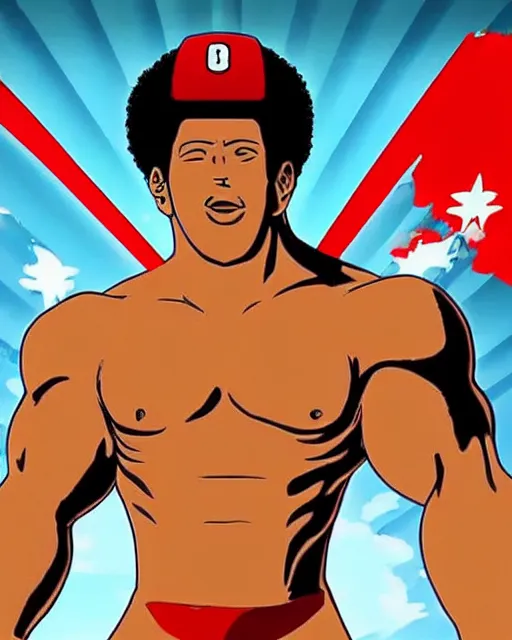 Image similar to Hugo Chavez in Baki, Baki style, Baki, bodybuilder, muscular, anime