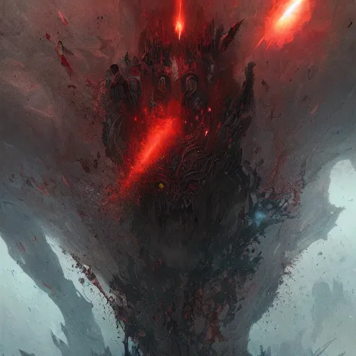 Prompt: tears of blood and space fall into the abyss of demons and hells, Greg Rutkowski