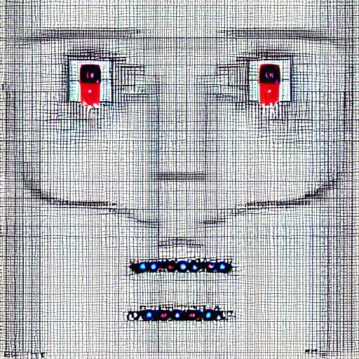 Image similar to evil face made out of binary code, on computer screen, old computer