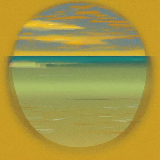 Image similar to Pacific Ocean Hue Unusually Yellow, smooth, artstation, digital illustration by Matisse