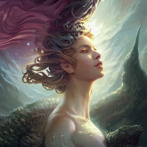 Image similar to star goddess, fine art, awesome fantasy book cover on pinterest, award winning, dark fantasy landscape, fantasy magic, intricate, elegant, sharp focus, cinematic lighting, highly detailed, digital painting, concept art, art by wlop and artgerm and greg rutkowski, masterpiece, trending on artstation, 8 k