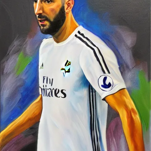 Image similar to Karim benzema, oil painting