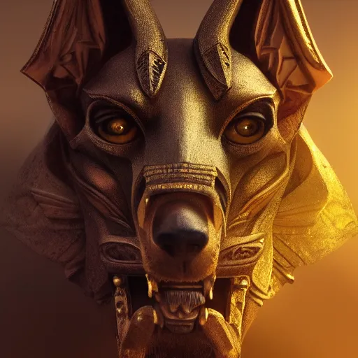 Image similar to portrait of anubis, intricate artwork, concept art, octane render, deviantart, cinematic, key art, hyperrealism, iridescent accents, portrait photograph, nikon 3 5 mm, photograph by greg rutkowski