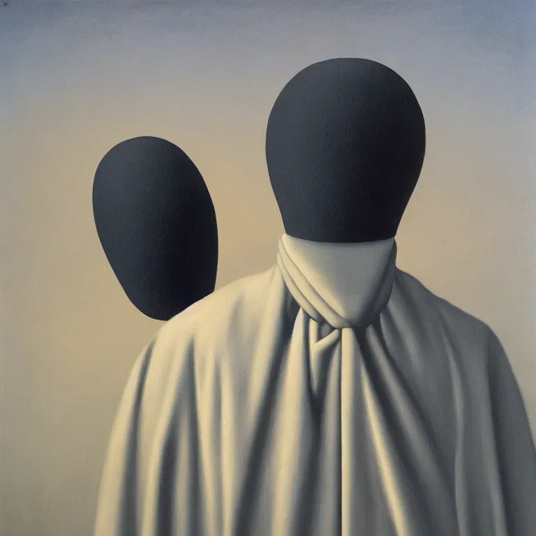 Image similar to portrait of a ghost, by rene magritte, detailed painting, hd, hq, high resolution, high detail, 4 k, 8 k