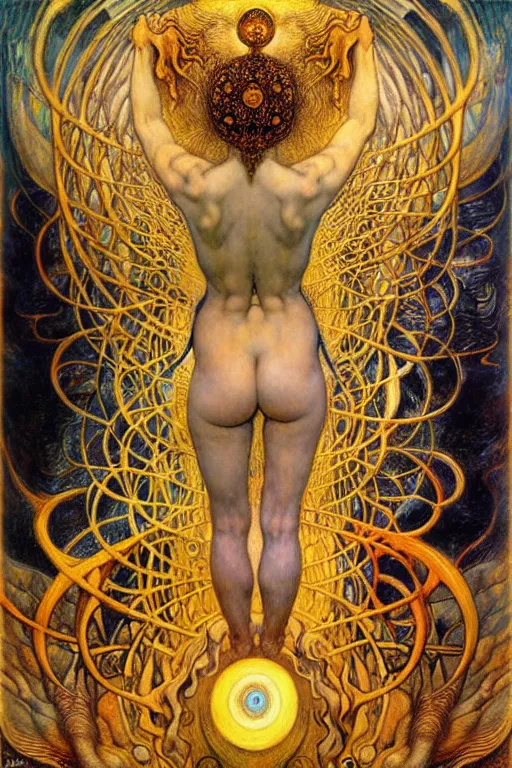 Image similar to Divine Chaos Engine by Karol Bak, Jean Delville, William Blake, Gustav Klimt, and Vincent Van Gogh, symbolist, visionary