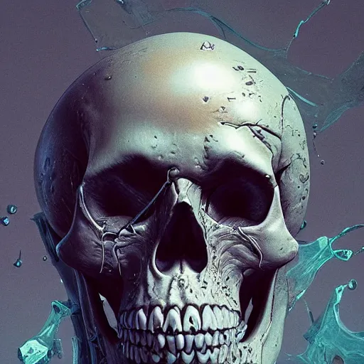 Image similar to portrait_of_a_melting_skull._intricate_abstract._intricate_artwork._by_Tooth_Wu_wlop_beeple_dan_mumford._octane_render_trending_on_artstat