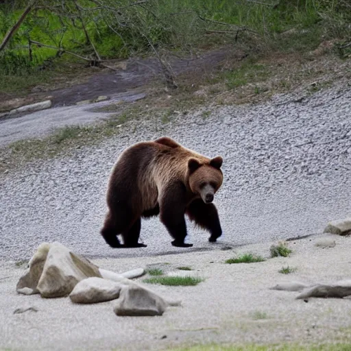Prompt: a bear entering in picnic are, people are panicking and running