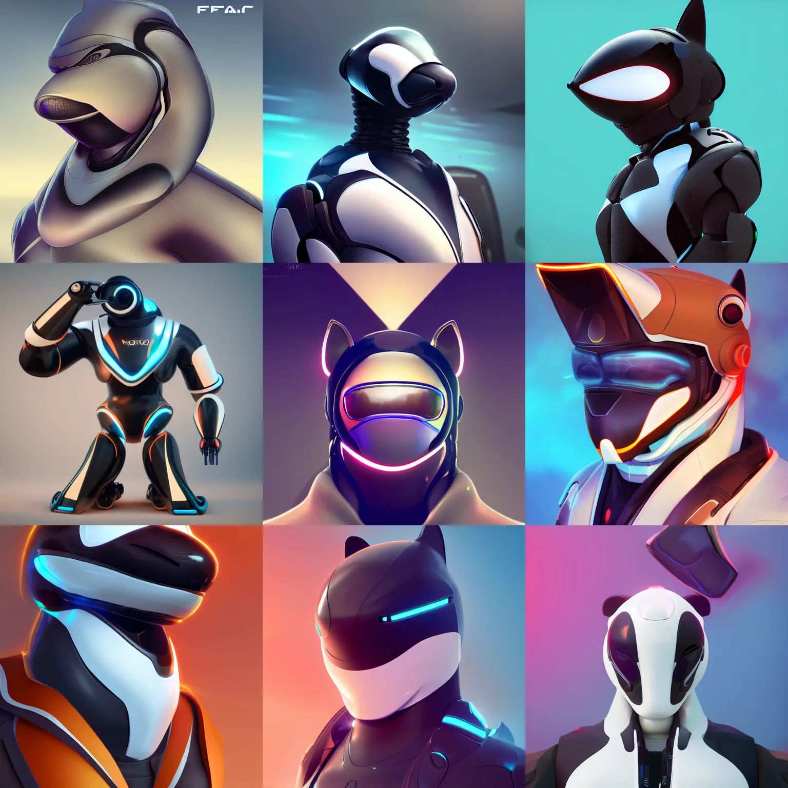 Prompt: male robotic anthro orca, visor screen for face, commission on furaffinity, cgsociety, octane render, beautiful stylish furry art, vibrant colors