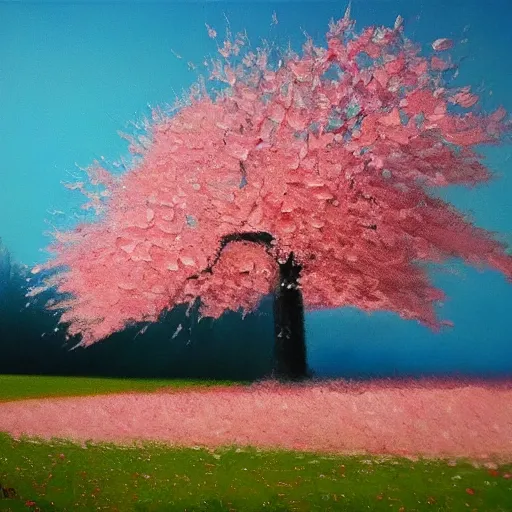 Prompt: beautiful cherry trees, trending on artstation, oil on canvas, matte painting