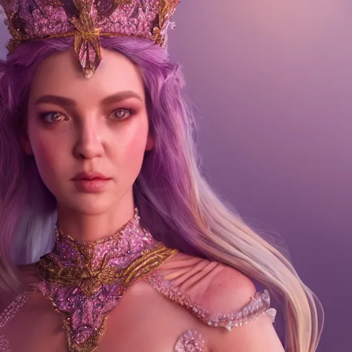 Image similar to portrait of wonderful princess of amethyst with fair skin, ornate 8 k gorgeous intricate detailed, accent lighting, dramatic light, octane render