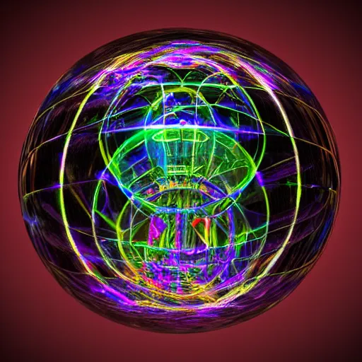 Image similar to psychonautist in a crystal sphere, digital painting, award winning, volumetric lighting