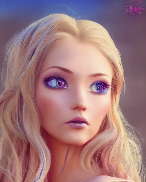 Prompt: side closeup of beautiful female with long blonde hair blue eyes pink silk dress, award winning full length profile photography, extremely detailed, artstation, 8 k, sensual lighting, incredible art, wlop, pixar, disney, artgerm, backlit, rim lighting, hi - fructose, cellshading, intricate lineart