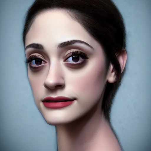 Image similar to effeminate Emmy Rossum, realistic, photo studio, HDR, 8k, trending on artstation