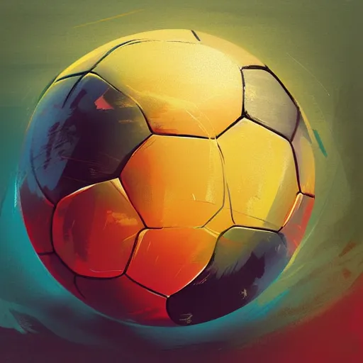 Image similar to illustration of a soccer ball by alena aenami and annato finnstark