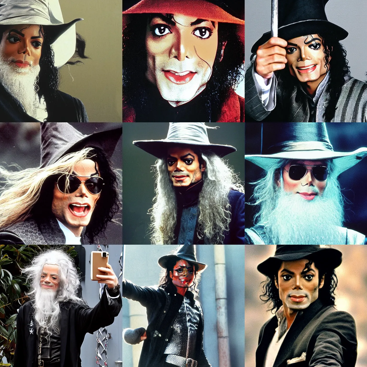 Prompt: selfie photo, Michael Jackson as Gandalf