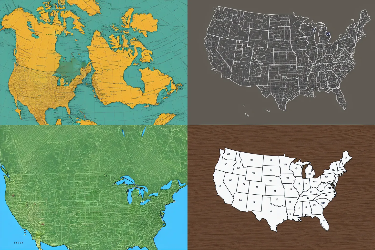 Prompt: minimalist svg map of north america turned sideways
