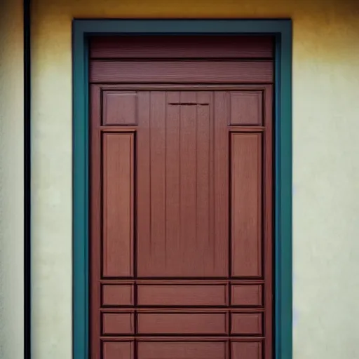 Image similar to the door to an apartment as seen from outside, realistic, lighting