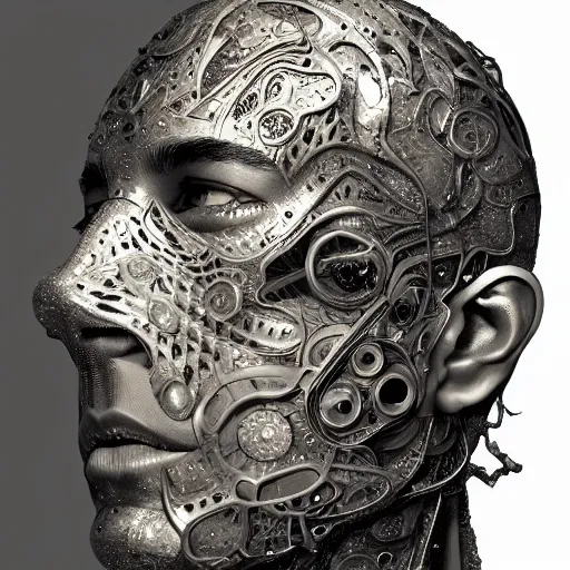 Image similar to Very very very very highly detailed epic central composition portrait of face with venetian mask, intricate, dystopian, sci-fi, extremely detailed, digital painting, artstation, concept art, smooth, sharp focus, illustration, intimidating lighting, incredible art by Tokujin Yoshioka and Anton Pieck