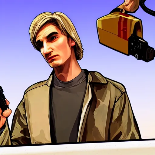 Image similar to XQC as a GTA character in a loading screen