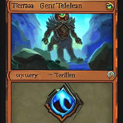 Prompt: terra elemental giant golem, dust and rock theme, hearthstone art style, epic fantasy card game art