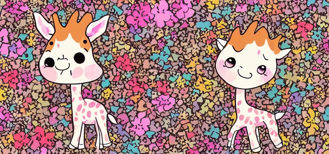 Image similar to little giraffe in kawaii style