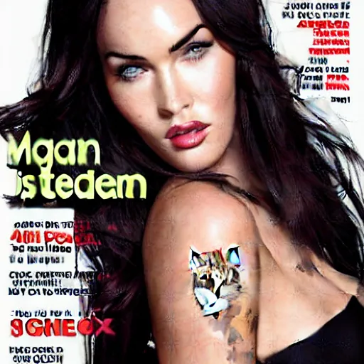 Image similar to megan fox as a fox, humor, magazine