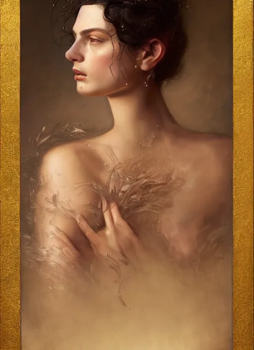 Image similar to highly detailed oil painting | very intricate | cinematic lighting | award - winning | waratah fashion by alexander mcqueen | by roberto ferri, by tom bagshaw, by j. c. leyendecker and klimt, american romanticism, by austin osman spare, artstation, cgsociety, official art, octane