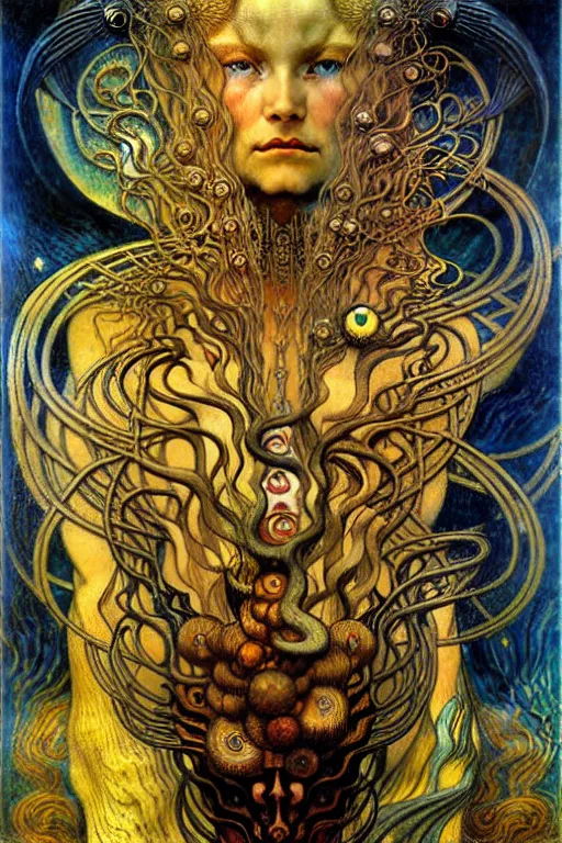 Image similar to Divine Chaos Engine by Karol Bak, Jean Delville, William Blake, Gustav Klimt, and Vincent Van Gogh, symbolist, visionary