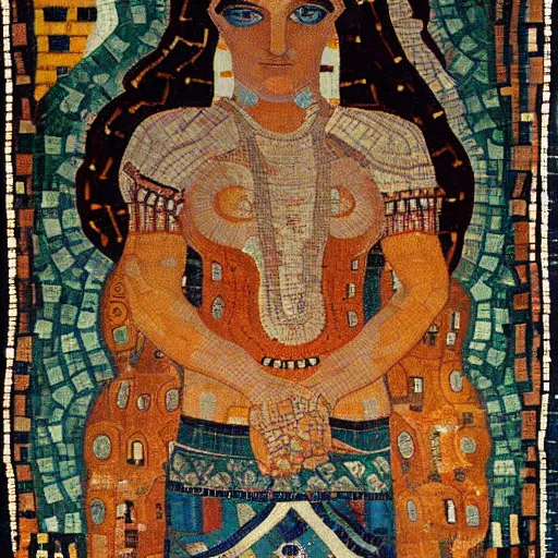 Image similar to beautiful roman mosaic of shiva the destroyer in the style of gustave klimt