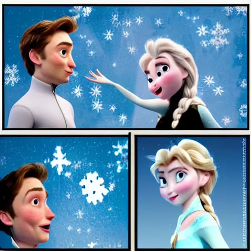 Prompt: “Elon musk in Frozen talking to Elsa”