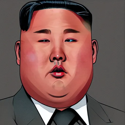 Image similar to illustration gta 5 artwork of kim - jong un, in the style of gta 5 loading screen, by stephen bliss