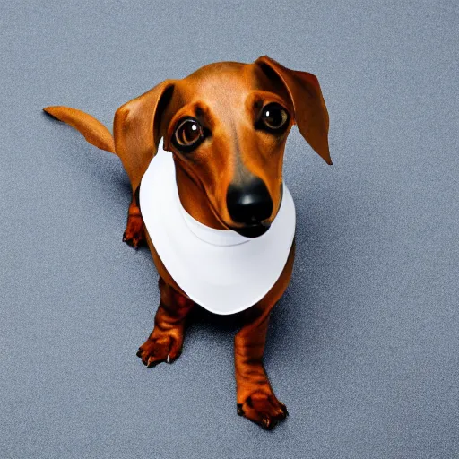 Prompt: A photo of an Dachshund, isometric view, white background