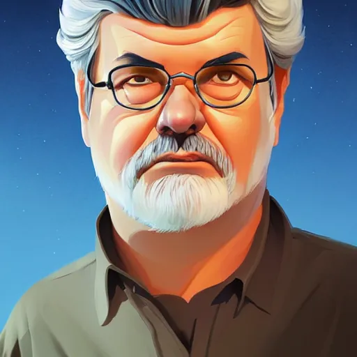 Image similar to face icon stylized minimalist george lucas, loftis, cory behance hd by jesper ejsing, by rhads, makoto shinkai and lois van baarle, ilya kuvshinov, rossdraws global illumination