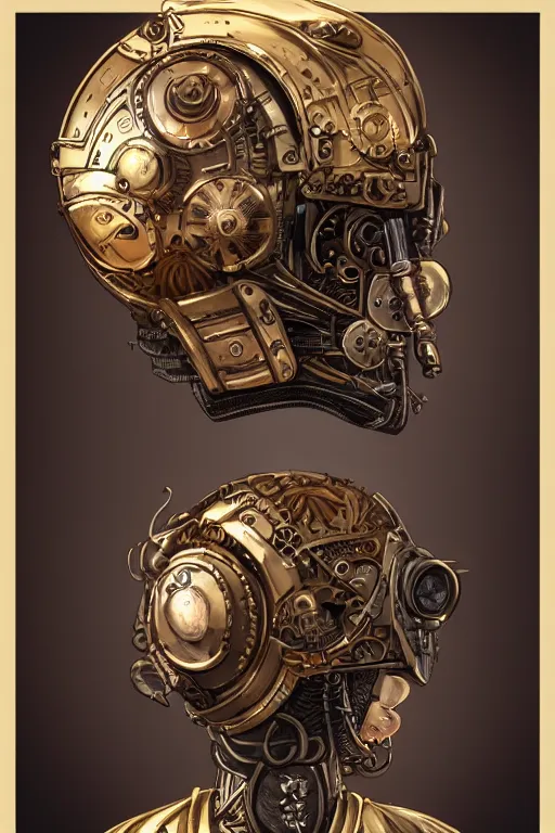 Image similar to steampunk helmet fantasy art mask robot ninja stylized digital illustration sharp focus, elegant intricate digital painting artstation concept art global illumination ray tracing advanced technology chaykin howard and campionpascale and cooke darwyn and davis jack