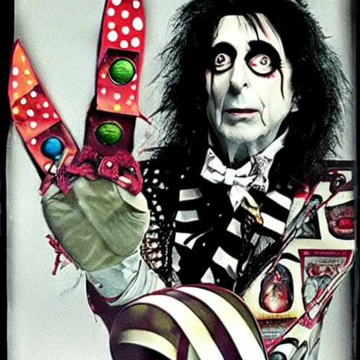 Prompt: Alice Cooper as Wiilly Wonka