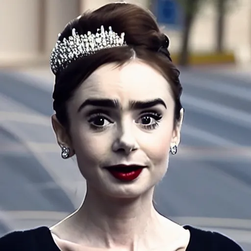 Image similar to still of lily collins as audrey hepburn in biopic, 8 k