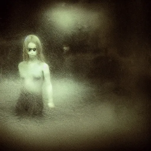 Image similar to sea monster, wide angle, pov underwater, visceral, abomination, pale skin, dark and foggy water, misty, dark, dramatic,'silent hill ', big eyes, terrifying, horrific, cinematic