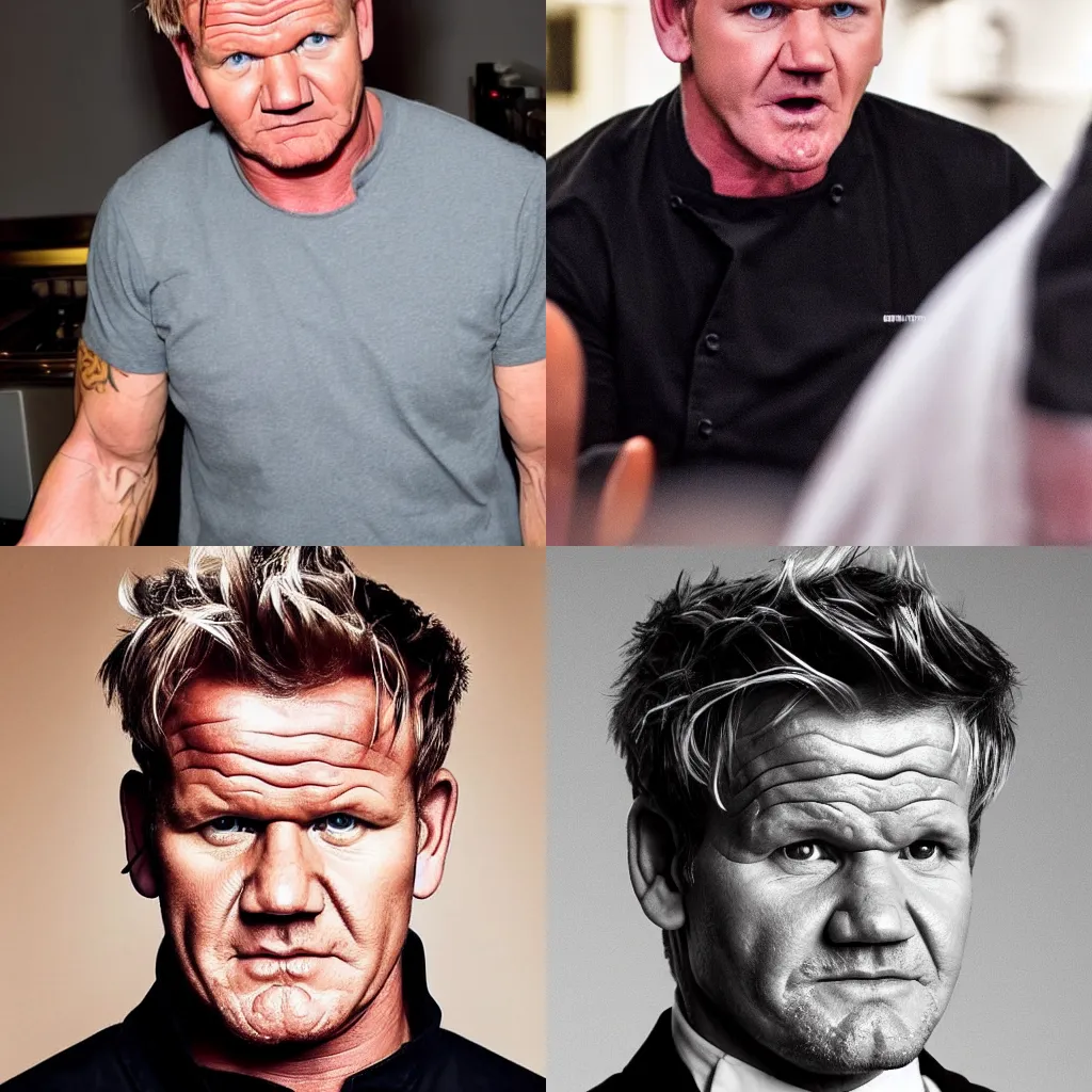 Prompt: closeup shot of gordon ramsay looking angry, high quality photo, pinterest