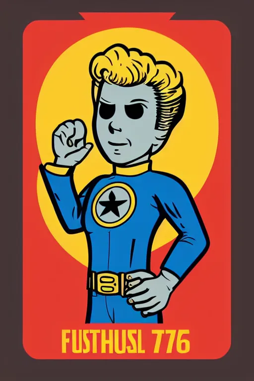 Image similar to fallout 7 6 retro futurist illustration art by butcher billy, sticker, colorful, illustration, highly detailed, simple, smooth and clean vector curves, no jagged lines, vector art, smooth andy warhol style