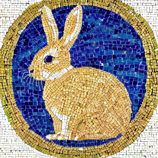 Prompt: a rabbit in the style of ancient mosaic