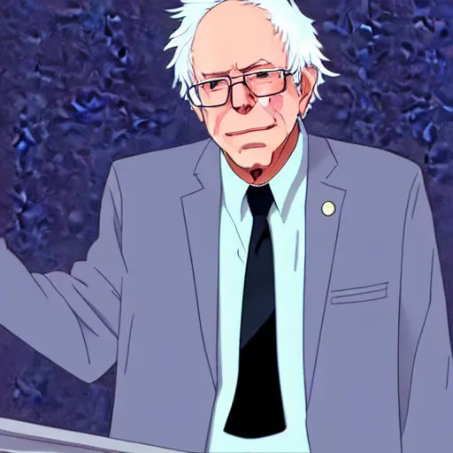 Image similar to bernie sanders as an anime protagonist