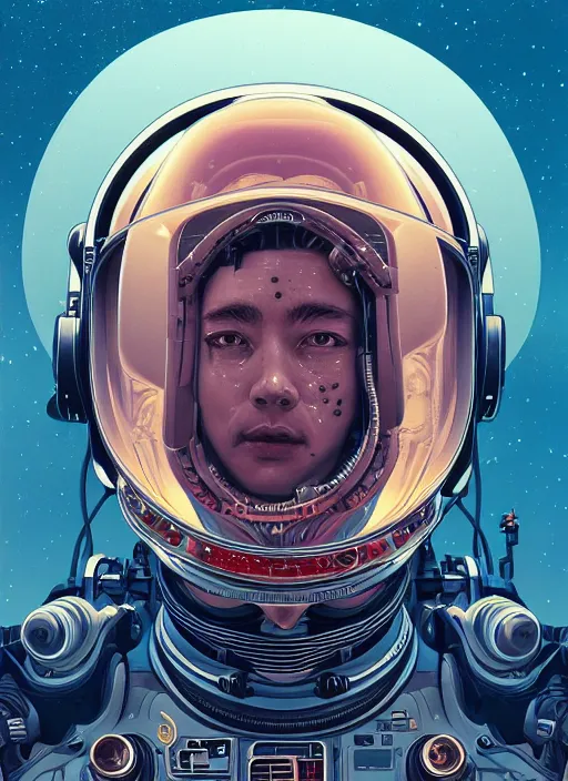 Image similar to high quality high detail biomechanical portrait of a spaceman diesel punk in an alien world, tristan eaton, victo ngai, artgerm, rhads, ross draws, hyperrealism, intricate detailed, alphonse mucha, 8 k, sci - fi, pastel colors, artstation,