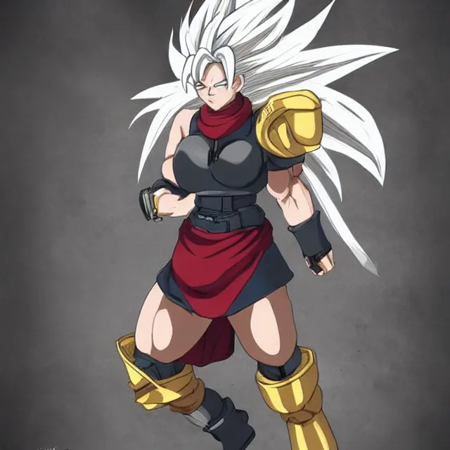 Image similar to a female super saiyan as a battle harden soldier / knight trending on artstation deviantart pinterest photorealistic hd 8 k highlights and shadow detailed high resolution